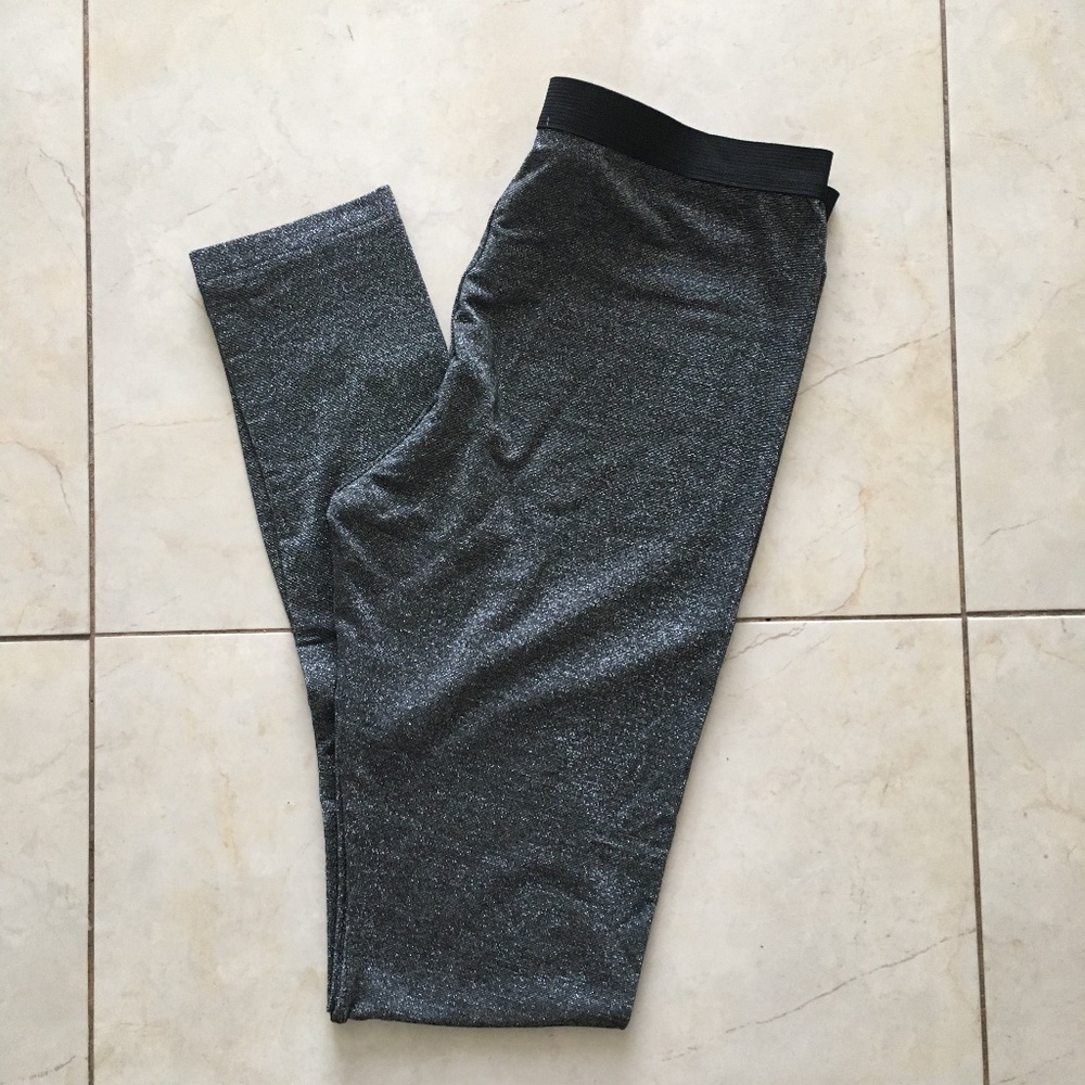 NWT Parker Blue Women's "Lolita" Long Legging in Shimery Metallic/Black & Silver